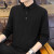 袋鼠（DaiShu）长袖T恤男士含桑蚕丝上衣纯色翻领体恤衫DS6031 黑色 170/88A 