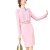 FEMLY法曼丽 气质女神范连衣裙长袖秋季新款淑女时尚通勤中长款包臀裙子F26267 粉红色 M