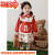 UHFV女童可爱小熊外套宝宝卡通背带儿童宽松 AC0015红色衬衫 90cm