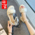 锦宫（JINGONG)仙女风凉鞋女式粗跟高跟鞋夏季新款珍珠法式舒适蕾丝花边女鞋 米白色 39