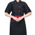 易美丽诺 LCF0702 夏季厨师服套装饭店厨房食堂短袖工作服 黑色红边短袖+围裙+帽子 L