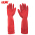冰禹 BYlf-645 加厚清洁手套 防滑耐磨橡胶劳保防护手套 38cm红色乳胶 M码（5双）