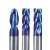 力思璞 钨钢65度硬质合金纳米蓝色涂层不锈钢钻头 平头铣刀65°四刃 Φ1.5*4*d4*50L（2个） 