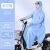 雨衣全身一体式有袖雨衣电动自行车带袖电车特厚雨衣牛津布披雨衣 3XL-蓝色 有袖