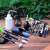 林帮手家用多肉种植工具套装小铲子种花养花园艺阳台盆栽微景观养护工具 黑色工具14件套+实木工具盒