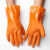 耐油耐酸碱 防水工业手套 加厚棉毛浸塑橡胶防护手套舒适内衬 升级款橘色P806(10双