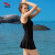 浩沙（hosa） 连体泳衣女时尚性感聚拢游泳衣显瘦遮肚速干抗氯温泉泳装 黑色 L(高163-168cm/重53-60KG)