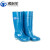 沸耐笙 FNS-04867 塑胶高筒圆头平跟防水雨鞋 网纱纯色通用PVC雨靴 蓝色 41 双