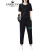 狮洛丹大码女装两件套时尚运动休闲新款春夏装遮肚子显瘦套装 黑色 大码XL建议105-125斤