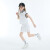 Kappa Kids卡帕童装女童polo领休闲套装儿童新款夏装短袖半身裙两件装 白色 120cm 适合身高110-120
