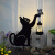 梓嘉福Y 太阳能灯户外防水草坪家用铁艺插牌猫咪庭院花园景观装饰 黑猫提灯(单个装)