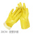 黄棉毛浸塑手套耐油手套耐酸碱加厚耐磨PVC劳工防水手套 28厘米耐油酸碱手套(千禧龙牌)
