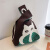 川布中国人民邮政针织包针织编织手提手拎包女大容量熊猫小号包韩 咖啡猫咪