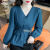 皮尔卡丹（pierre cardin）衬衫女秋季新款设计感收腰雪纺洋气小衫长袖 蓝色 S 85-95斤