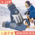 HTBT骑行手套男女孩学生儿童秋冬季加绒保暖骑车训练登山防水滑雪手套 深蓝色 M（4-7岁）