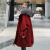 妍莉芬 派克服女2021年新款冬季加绒女装外套中长款厚棉袄棉衣韩版棉服女 红色 M 建议118-135斤