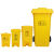 脚踩大垃圾桶大号厨房商用有盖脚踏式废弃物黄色垃圾 黄色脚踏桶 15升