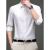 劲霸冰丝无痕长袖男衬衫高端商务修身时尚垂感纯色单衬衣大码 白色 GC21-5长袖 40(130-145斤)