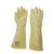 三蝶153工业橡胶手套 加长耐酸碱手套 渔业防水防滑手套卷边 5双 60cm 米黄色 定制