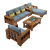 筑树实木沙发现代中式沙发客厅小户型简约贵妃转角木质沙发床组合 四人位+贵妃榻（拉床款）
