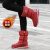 新欲东北冬季雪地靴女款加绒中筒防水防滑棉鞋保暖高筒加厚高帮长靴子 Y606红色 36