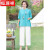 恒源祥妈妈夏装套装40岁50中年妇女大码衬衫中老年女气质棉麻上衣两件套 蓝色(单上衣) XL(建议90107斤)