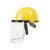 栗好嘉电焊面罩安全帽焊工专用防护面具透明耐高温全脸罩打磨头戴式割草 黑色屏1片+铝支架+黄色安全帽