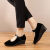 携尔曼（XIEERMAN）老北京布鞋粗跟坡跟时尚工作单鞋礼仪高跟鞋工装新款女黑布鞋 黑色 (720) 37