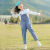 贝罗鼠（BEILUOSHU）女童春秋季套装适合3-14岁小女孩穿的春装新款洋气上衣+背带裤两 牛仔背带裤单件 150cm