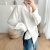 漫蔻依法式复古白色衬衫女2024韩版新款宽松设计感小众西服领长袖上衣 白色 S 90/100