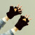 欧凡迪毛绒半指手套冬季女可爱卡通猫爪虎爪加绒加厚写字保暖露指头半截 黑色