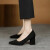 舒卡伦空姐黑色面试工装高跟鞋职业工作鞋粗跟单鞋时尚女鞋子 黑色5厘米 34