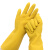 冰禹 BYlf-01 牛筋乳胶手套 防水防滑耐磨 胶皮塑胶橡胶劳保手套 黄色长款32cmM码 5双