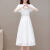 恒源祥白色连衣裙2024新款夏装仙女超仙法式初恋甜美中长款V领短袖裙子 白色 M 85-105斤