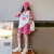 MAKOSBEAR童装女童套装夏季短袖POLO领短袖休闲运动两件套字母印花CJD2852 CJD2852-玫粉拼白色 150(建议身高145cm)