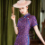 TAO HAN大码复古旗袍女2024年夏季新款感长款改良版中年妈妈日常可穿 3115紫色 M建议85-95斤
