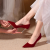 EBRUK MARE森马同品2024年新款春季婚鞋女红色高跟鞋新娘结婚鞋秀禾婚纱两穿 酒红色3厘米小细跟x 34