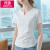 丹语女士T恤短袖2022夏季新款修身显瘦别致上衣时髦洋气 白色 3XL