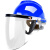工孚 安全帽式支架面屏面罩防护冲击头戴式焊帽 单位：套 【蓝】安全帽+支架+白屏 