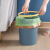 欧润哲 小号7L浅蓝色压圈圆形垃圾桶 大容量条纹无盖清洁桶客厅厨房办公室垃圾篓直投圆桶
