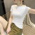 RKTR t恤女短袖春夏新款半高领修身打底半袖上衣 白色 S  85斤以内