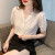皮尔卡丹V领短袖蕾丝雪纺衬衫女2024年夏季新款气质减龄小衫泡泡袖上衣 白色 S [8095斤]