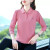 欧宇杉高端长袖t恤女薄款时尚洋气妈秋季上衣中年妇女翻领t恤polo衫 粉色 XL(建议99-110斤)