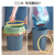 欧润哲 小号7L浅蓝色压圈圆形垃圾桶 大容量条纹无盖清洁桶客厅厨房办公室垃圾篓直投圆桶