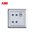 ABB五孔开关插座面板abb五孔USB插座 德逸银色套餐 +调频插座