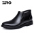 零度(ZERO)高帮鞋 男百搭大头皮鞋男士保暖拉链套脚款头层牛皮短靴 R75212 黑色 40