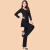 贝兹曼广场舞服装新款套装舞蹈服女拉丁舞跳舞衣服三件套莫代尔大码 纯黑色长袖三件套 L(85-100斤)