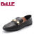 Belle/百丽新品专柜同款牛皮珍珠铆钉乐福鞋女单鞋R4E1DCM7 黑色 36