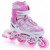 L-pard轮滑鞋儿童初学者溜冰鞋男女童滑冰鞋可调旱冰鞋 粉色8轮全闪套装 小码S（鞋标31-34）3-5岁穿