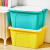 茶花收纳箱塑料大号整理箱玩具杂物储物箱带滑轮衣服收纳盒58L 绿色+黄色